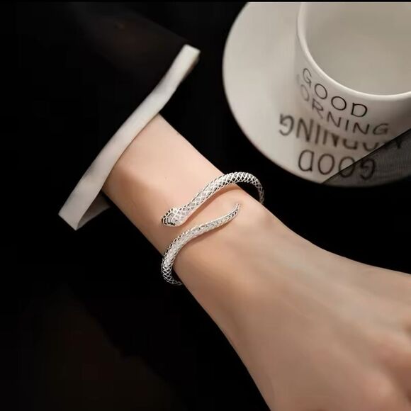 Silver Serpente Snake Bracelet-Bold and Elegant - Picture 1 of 13